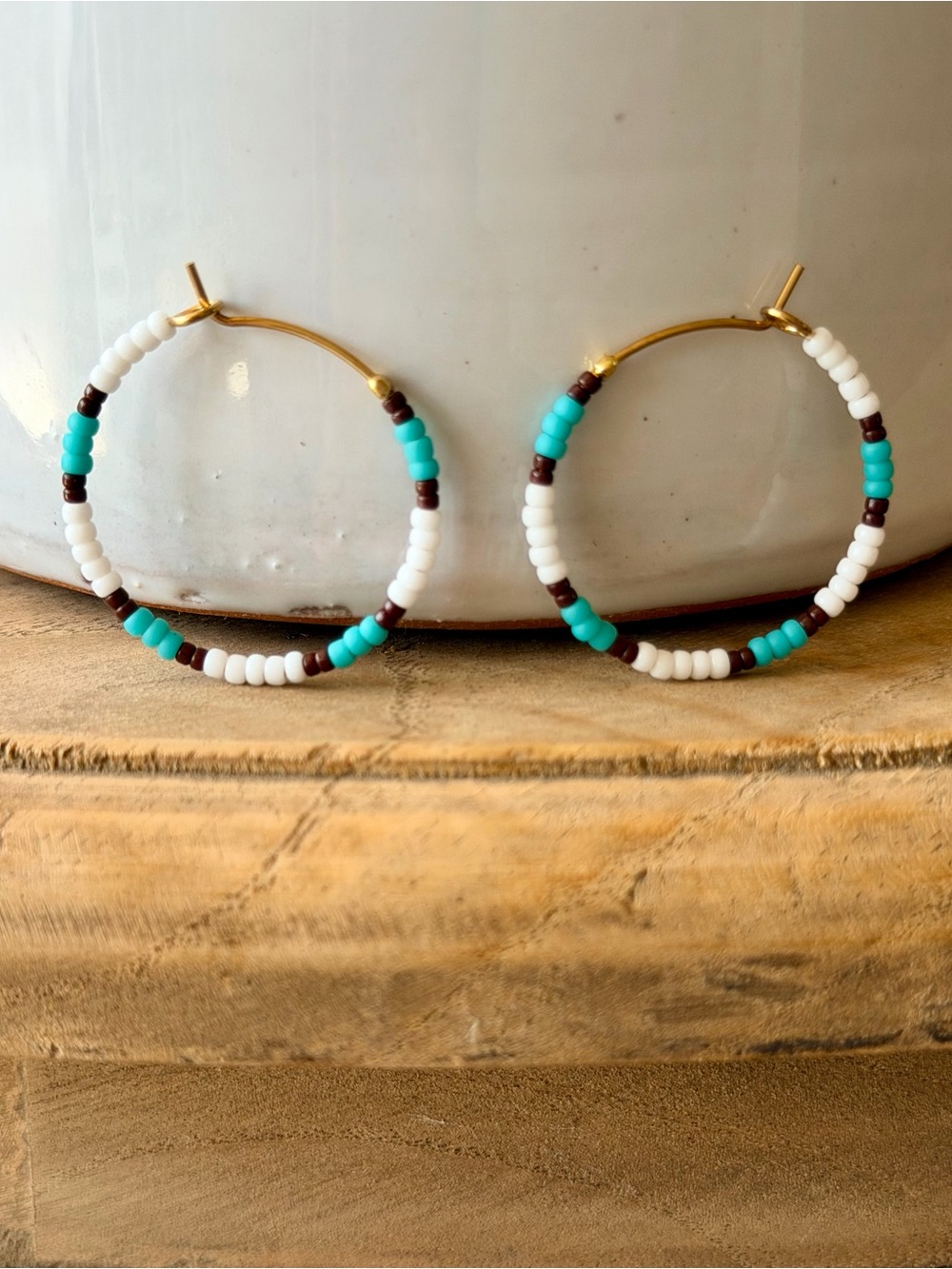 Beaded Patterned Hoop Earrings